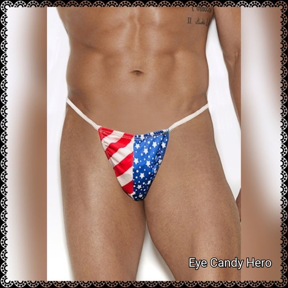 🆕Stars and Stripes American Men's Lingerie G-string - Picture 3 of 4